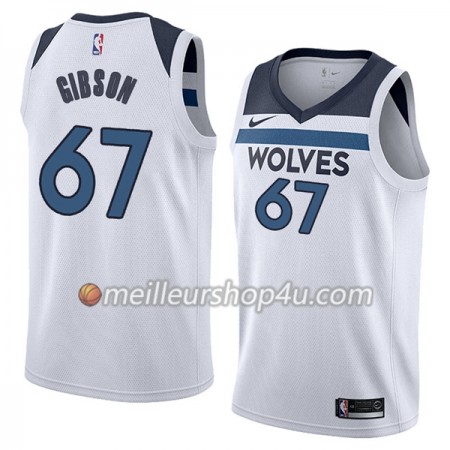 Maillot Basket Homme Minnesota Timberwolves Taj Gibson 67 Nike 2017-18 Blanc Swingman